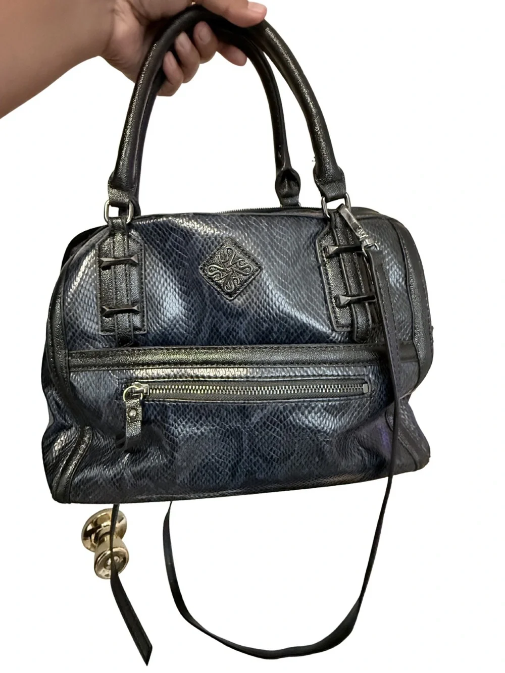 Simply Vera Vera Wang Metallic Blue Textured Handbag